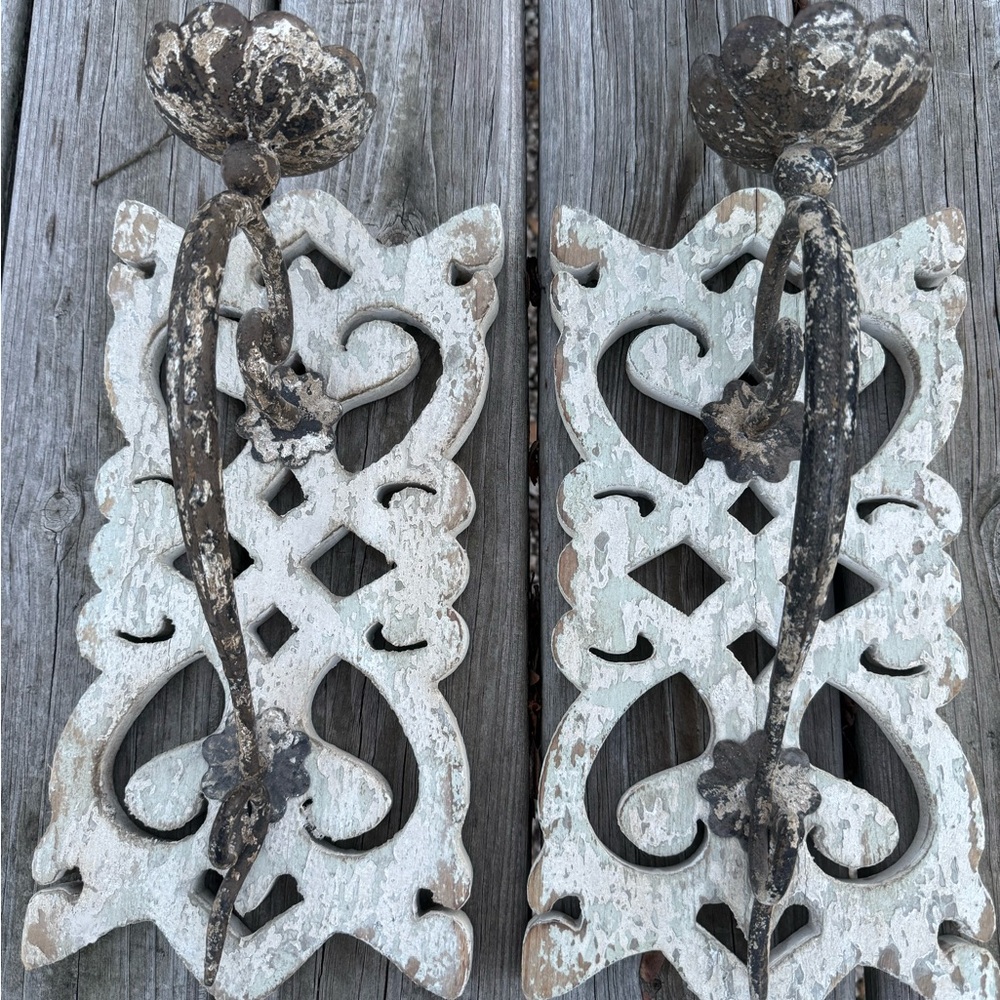 Rustic Wall Sconce Set - Cream and Brown